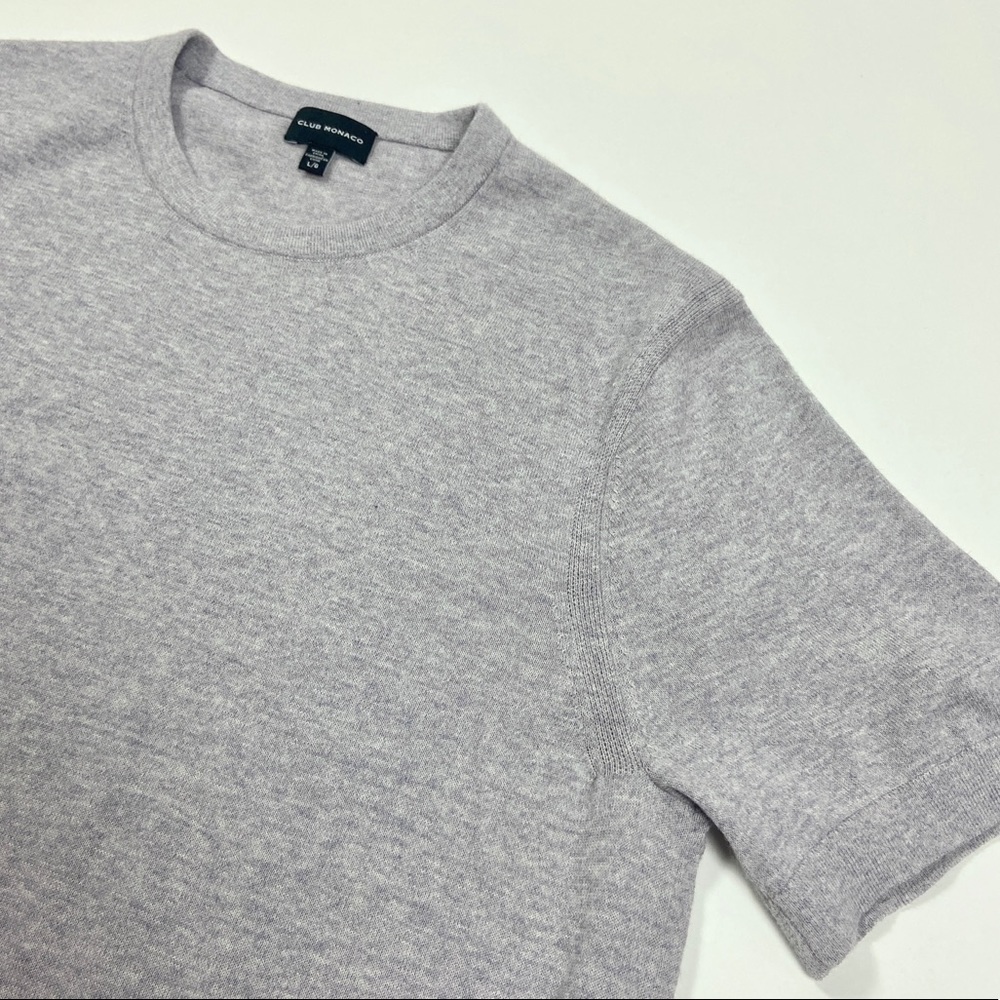 Club Monaco Knit Short Sleeve Top in Light Purple-Grey - Picture 4 of 5